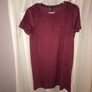 NWOT Suede Maroon T-Shirt Dress
